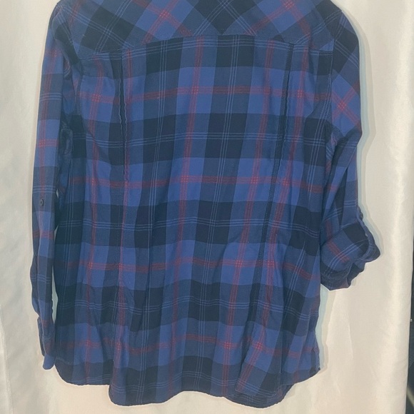 Duluth Trading Co Blue and Red Plaid Women's Button Down Shirt - Picture 2 of 3